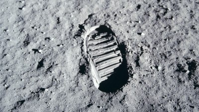 Berühmter Fußabdruck von Neil Armstrong auf dem Mond
