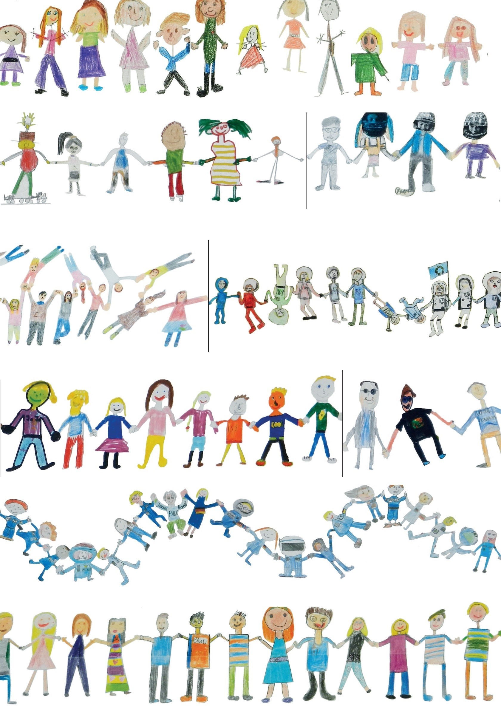 Grundschul-Aktion „Hand in Hand um die Welt": hier einige der eingesandten „Klassen-Selfies" von Kindern