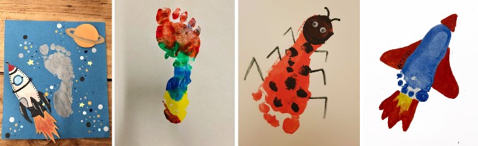 Fotoaktion mit Fußabdrücken von Kindern