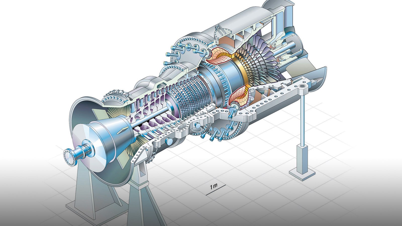 Schematische Darstellung einer Turbine in einem Kraftwerk