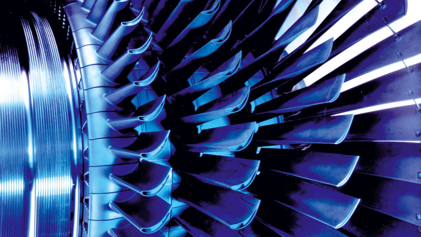 Die Turbinenschaufeln einer Gasturbine