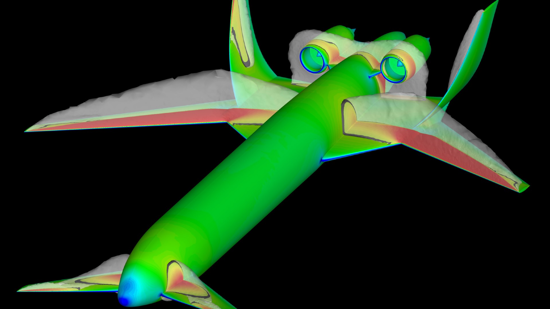 Konzept eines zukünftigen leisen Flugzeugs