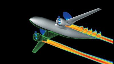 Simulation Druckverteilung hinter den Triebwerken