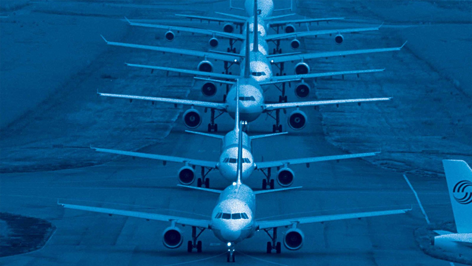 Flugzeuge in der Warteschlange