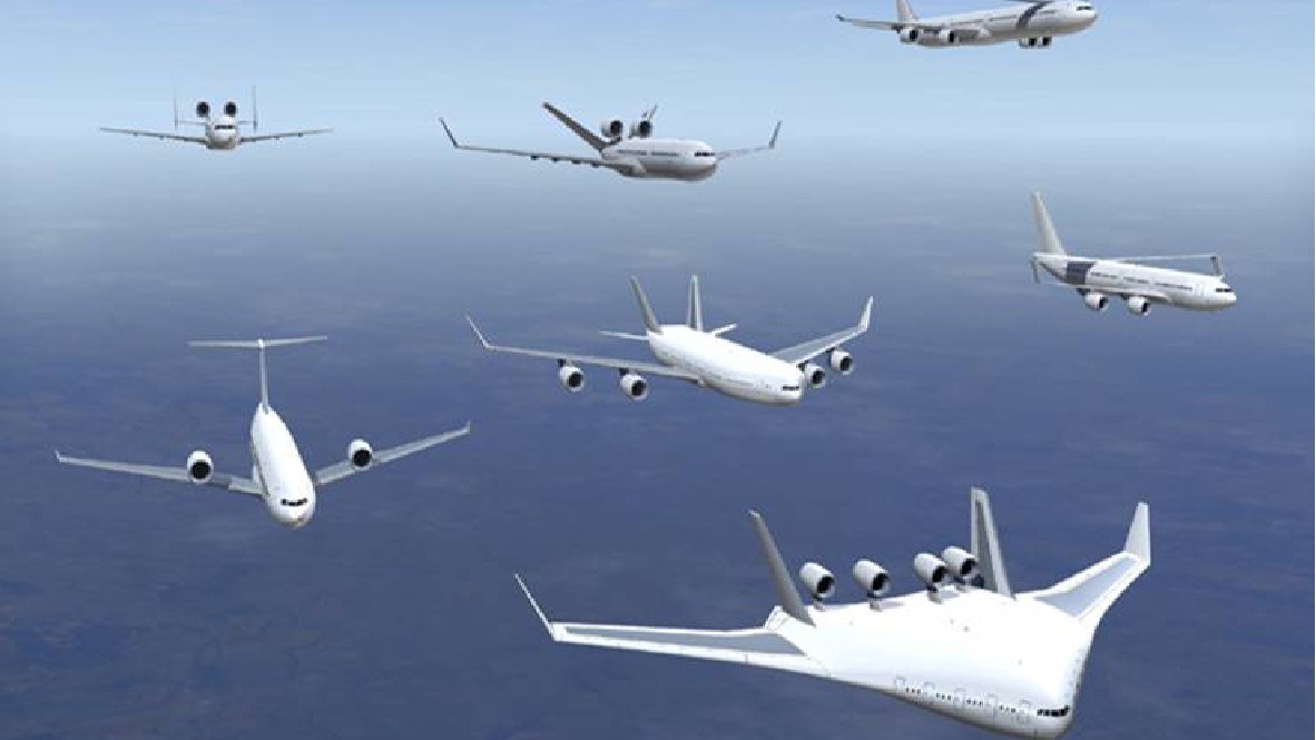 Montage verschiedener Flugzeuge-Entwürfe