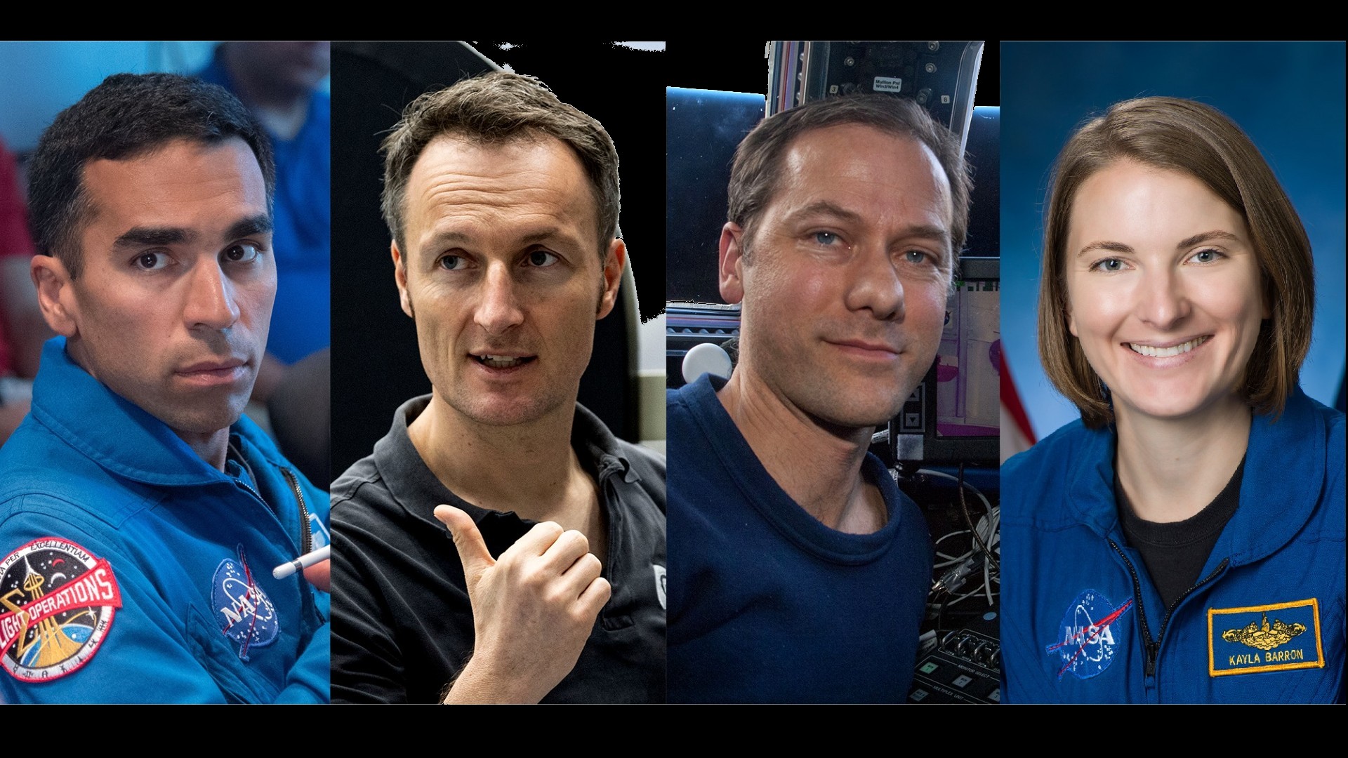 Raja Chari, Matthias Maurer, Thomas Marshburn und Kayla Barron (von links nach rechts).