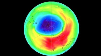 Die Ozonschicht über der südlichen Halbkugel der Erde