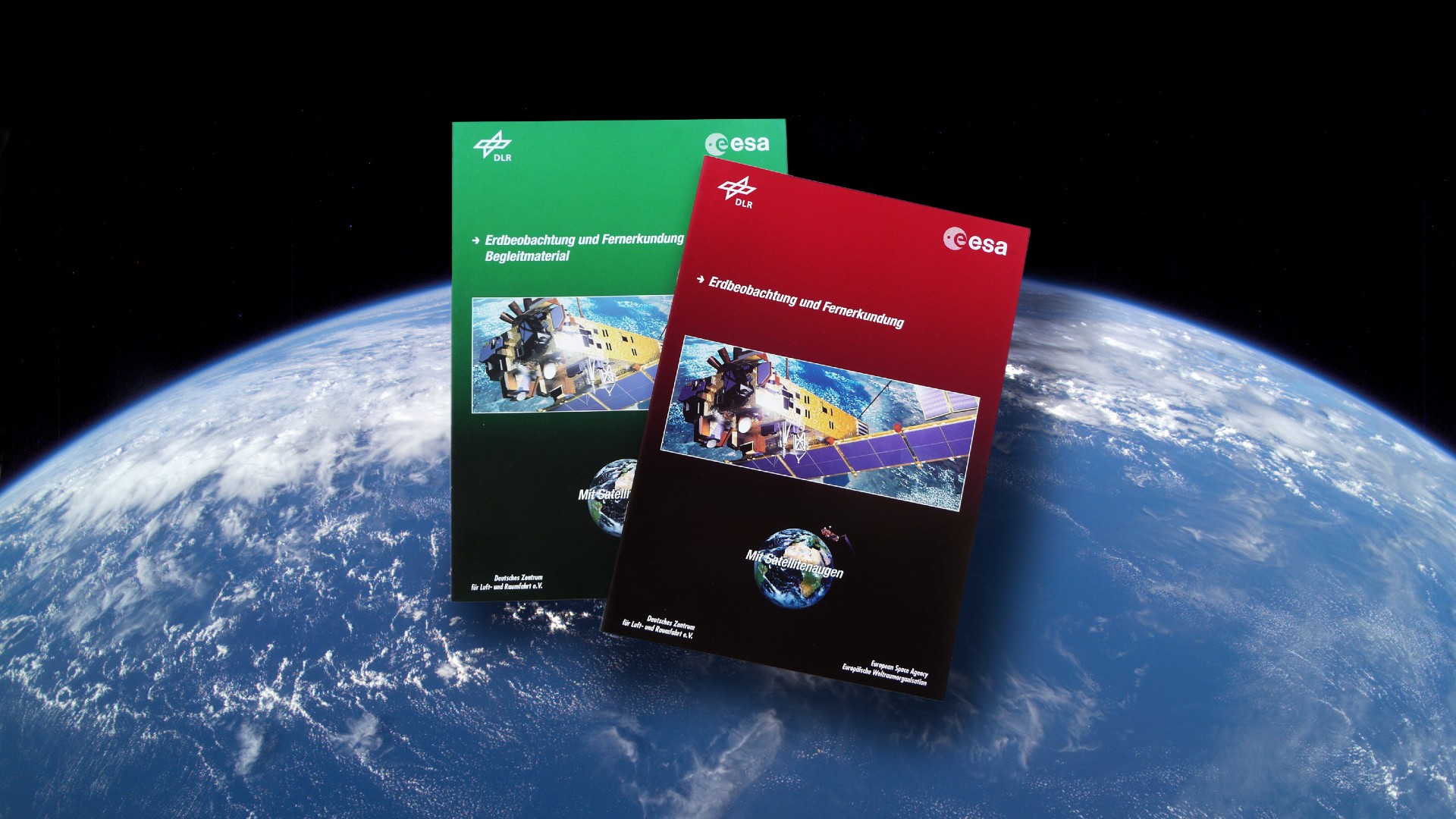 Kollage aus Unterrichtsmaterialien zu Fernerkundung/Erdbeobachtung und Erde