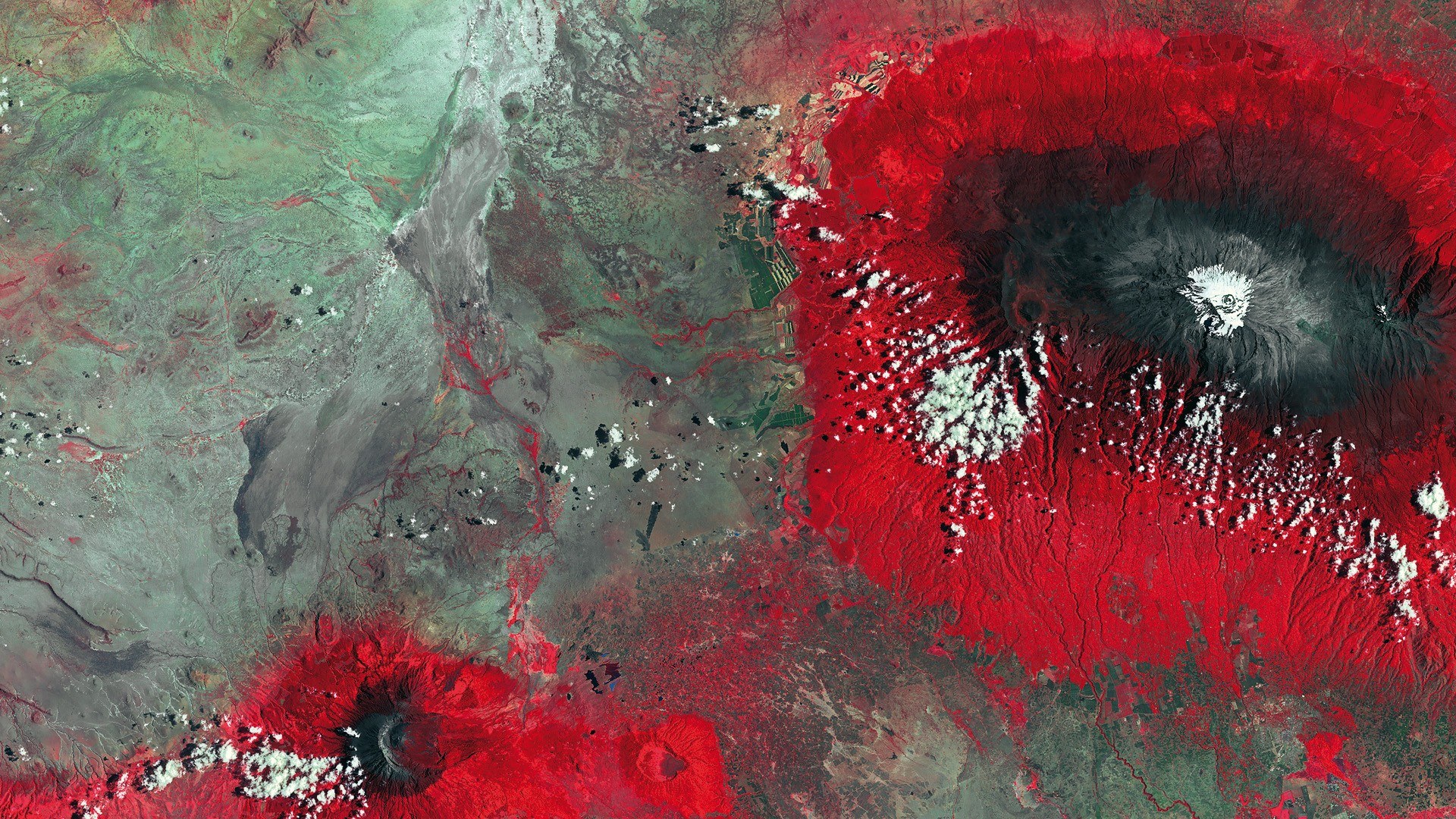 Satellitenbild des Kilimandscharo in falschen Farben
