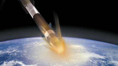 In dieser künstlerischen Darstellung wird gezeigt, wie heiß es zugeht, wenn Kapseln oder Raumfahrzeuge in die Luftschichten der Erde „eintauchen“.