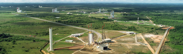 Das riesige Startgelände von Kourou grenzt direkt an den Dschungel.