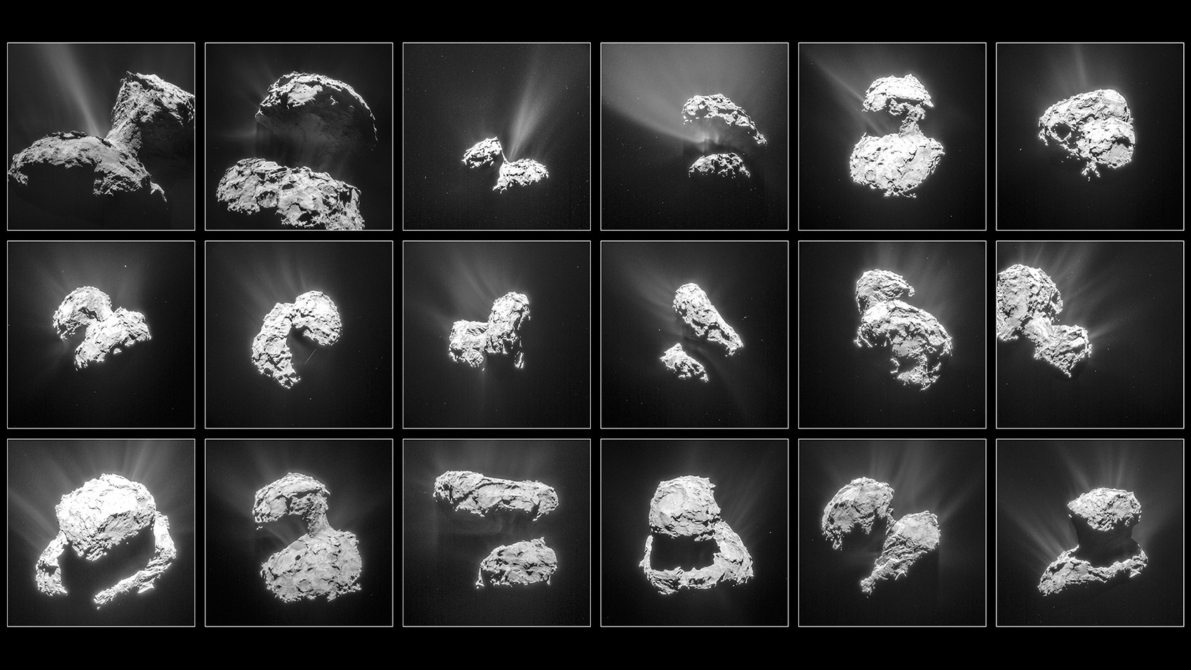 Bildfolge zeigt den Kometen 67P vom 31. Januar  bis 25. März