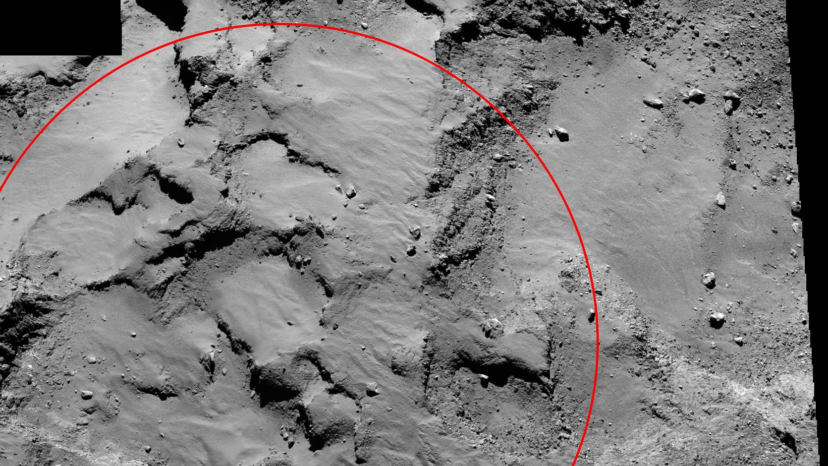 Rosetta Landestelle – gesehen aus 30 Kilometer Entfernung