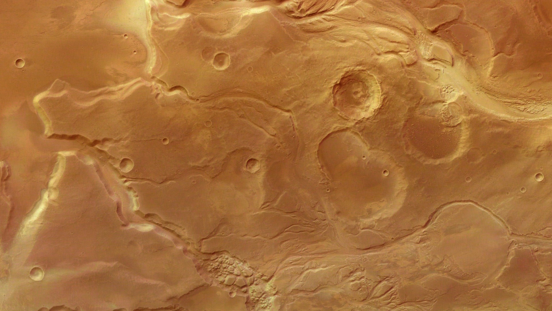 Ausgetrocknete Flussläufe auf dem Mars.