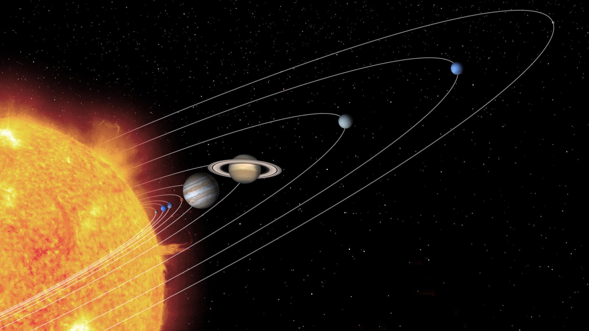 Künstlerische Darstellung des Sonnensystems