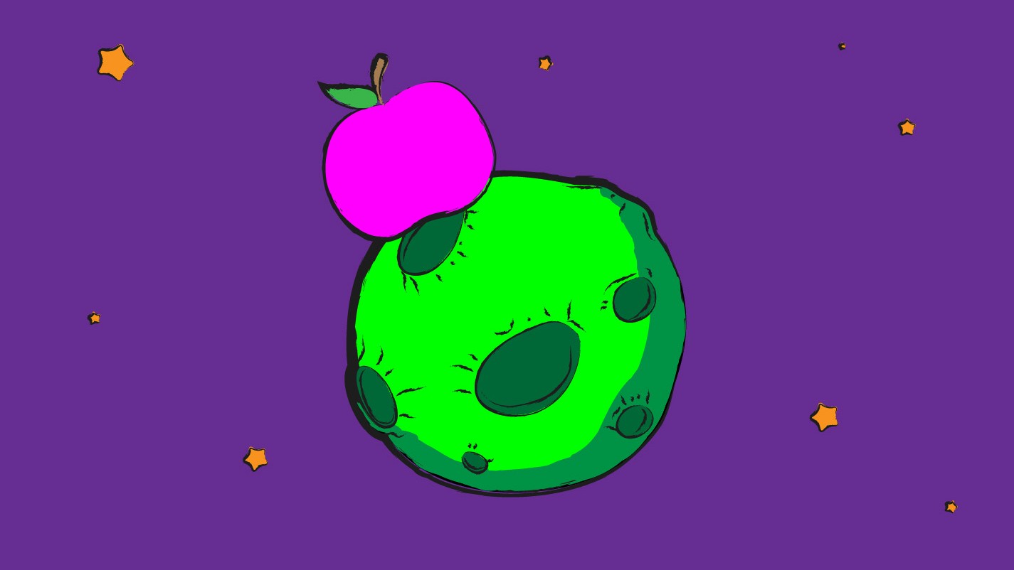 Der Apfel auf dem Mond