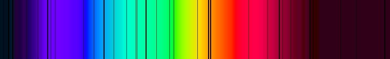 Sterne strahlen zwar hell und weiß leuchtend am Nachthimmel. Aber ihr Licht setzt sich – wie das weiße Licht der Sonne – eigentlich aus verschiedenfarbigen Wellenlängen zusammen. Wenn das Sternenlicht auf seinem Weg zu uns kosmische Gas- und Staubwolken durchquert und dabei auf bestimmte chemische Elemente trifft, entstehen dunkle Spektrallinien, wie man sie hier sieht