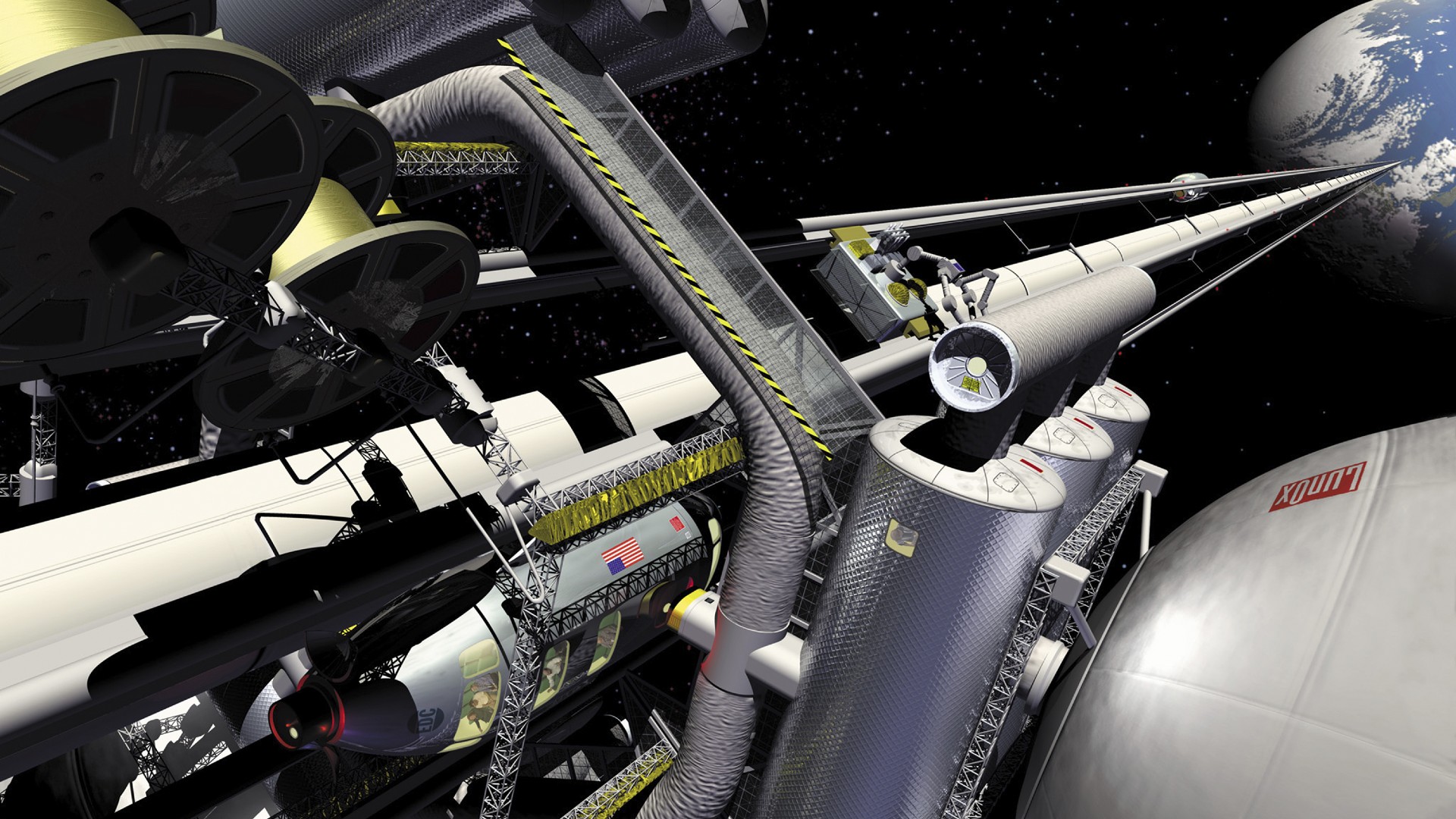 Szenario eines Weltraum-Fahrstuhls