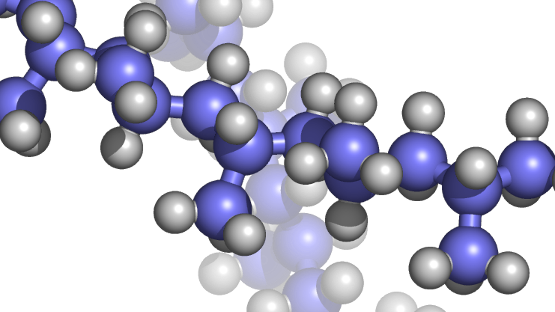 Kugel-Stab-Modell: Blau: Kohlenstoff; Grau: Wasserstoff