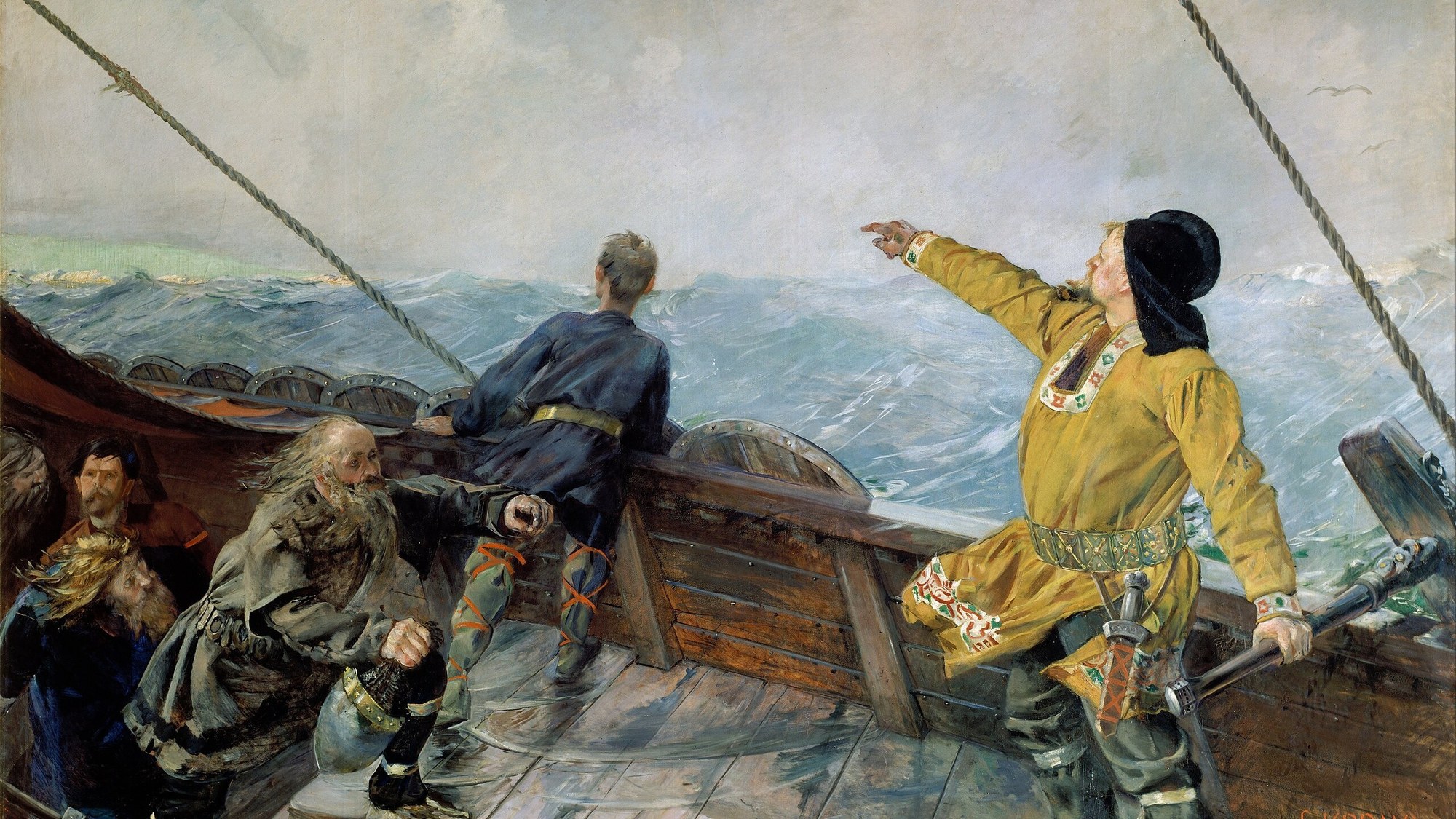 Gemälde: Leif Eriksson entdeckt Amerika