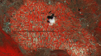 Landwirtschaftlich genutzte Felder in den italienischen Abruzzen