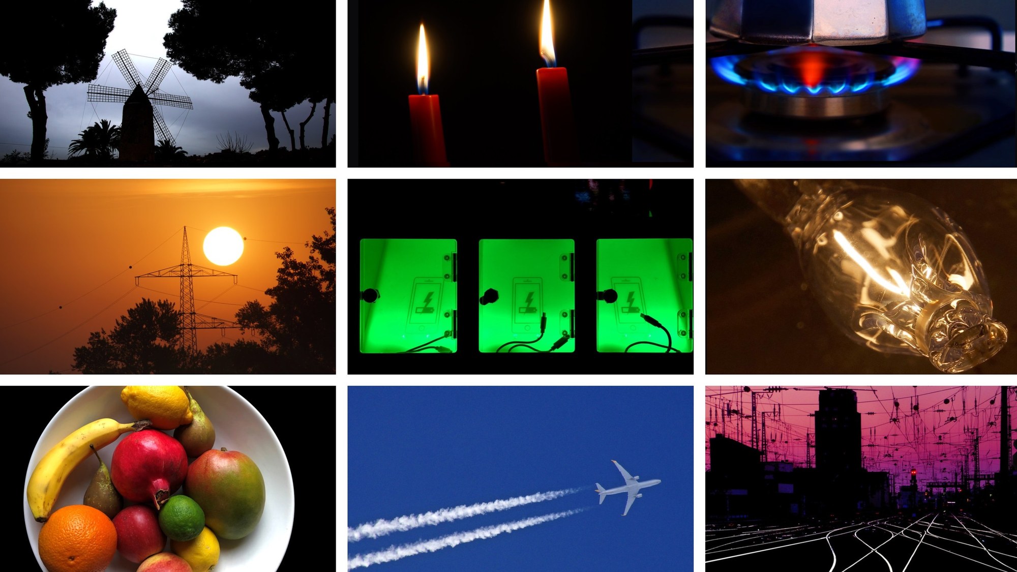 Collage verschiedener Energie-Bilder