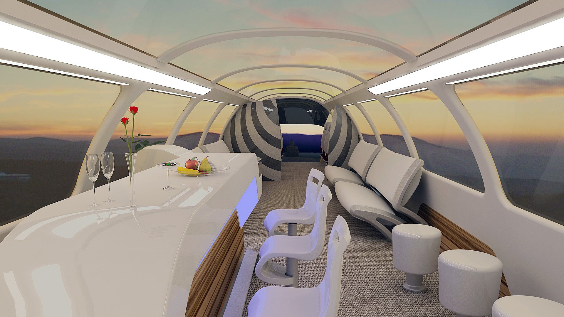 So wie in dieser Studie könnte der Innenraum eines Zuges der Zukunft aussehen.