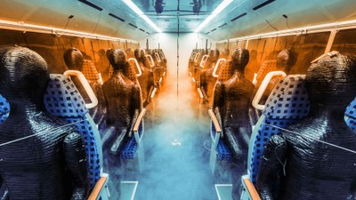 Puppen als Passagiere im Zuglabor Göttingen