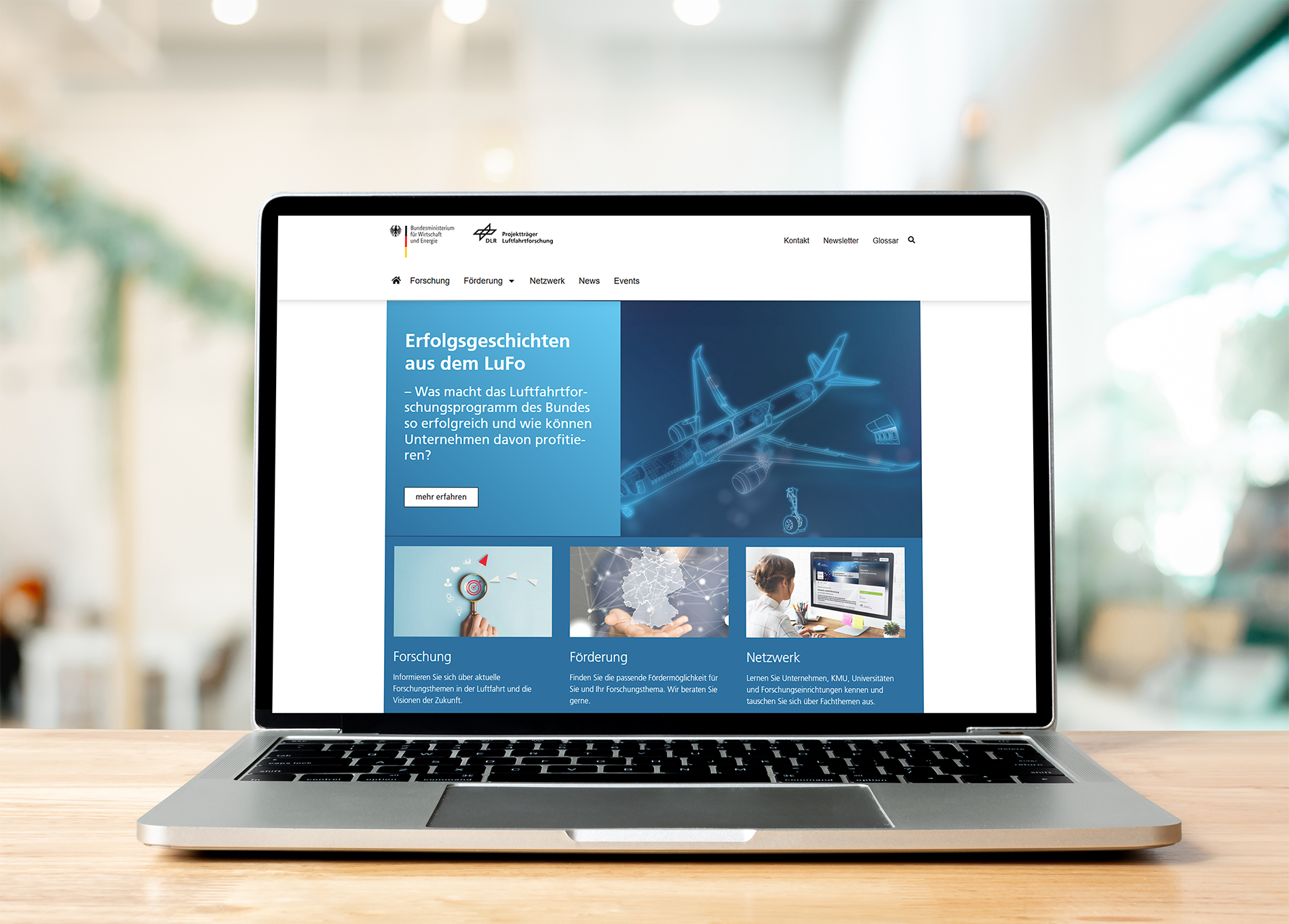 Website Luftfahrforschungsprogramm.de