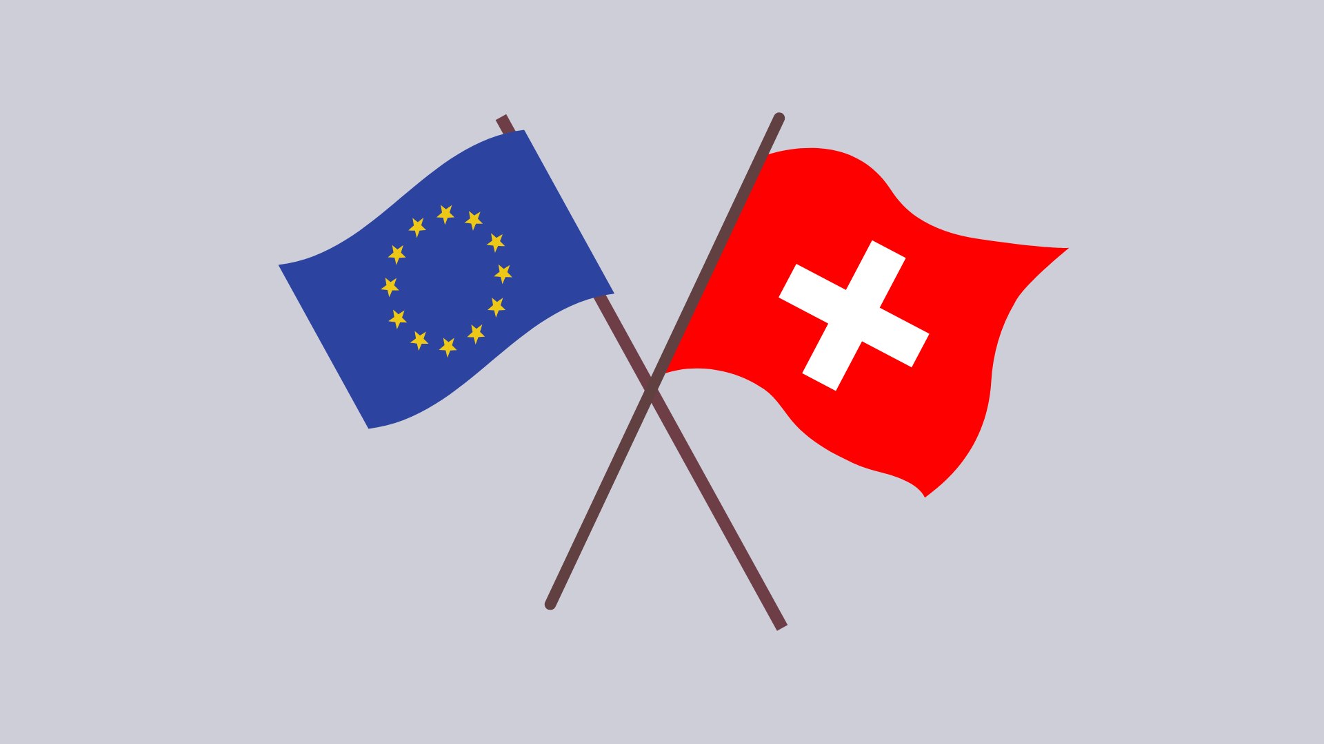 Überkreuzte Flaggen EU und Schweiz