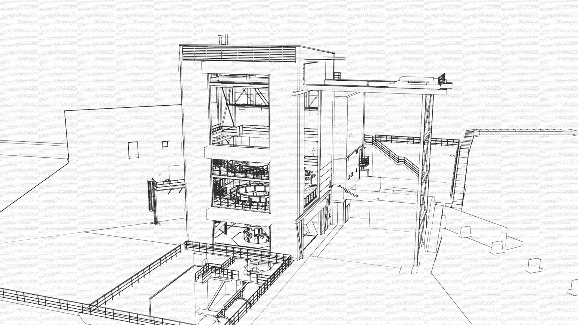 Das Bild zeigt eine Skizze des Oberstufenprüfstands P5.2