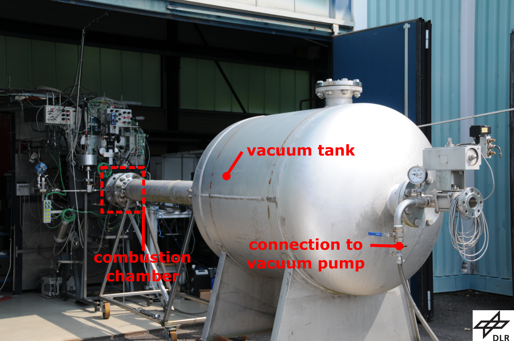 Das Bild zeigt den Prüfstand M3.1 mit einer mobilen Höhensimulationsanlage.