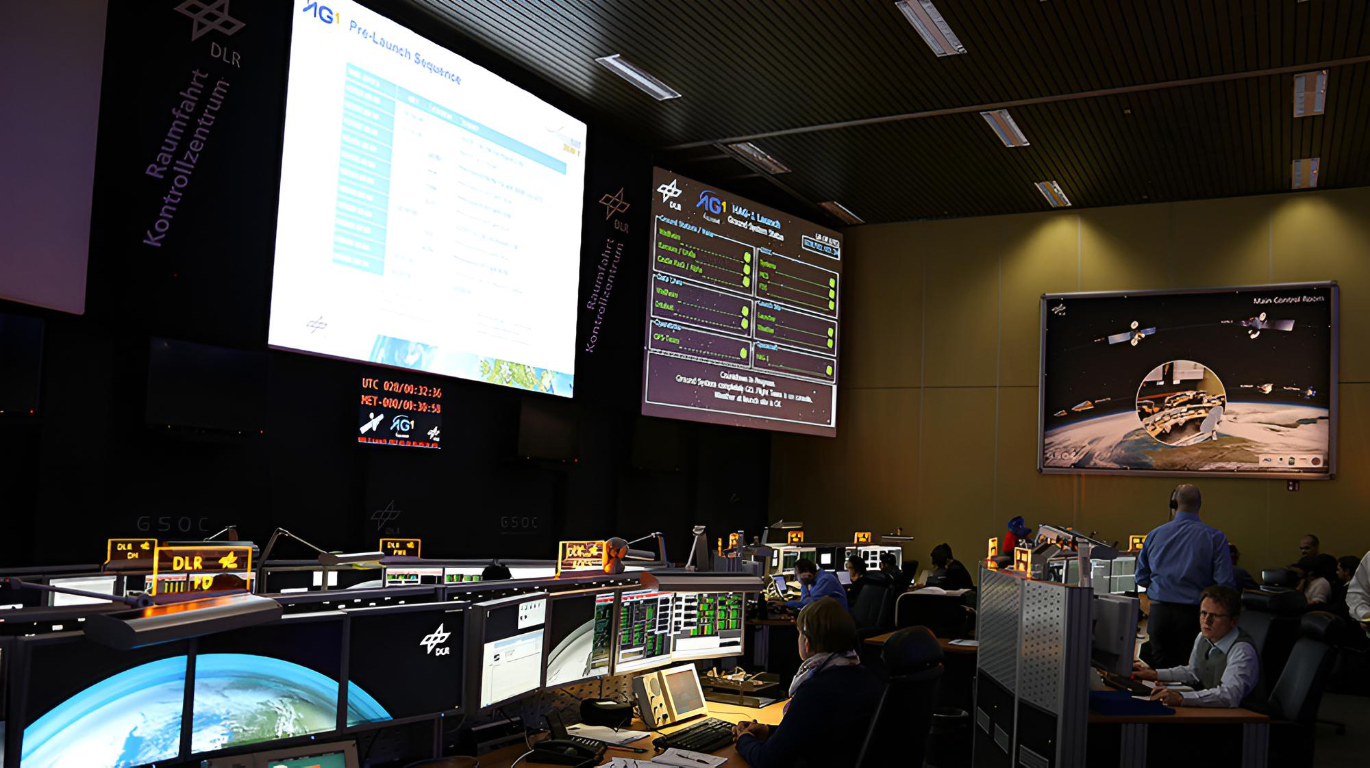 K1 während des Starts von Hispasat 36W-1, Ansicht im Kontrollraum