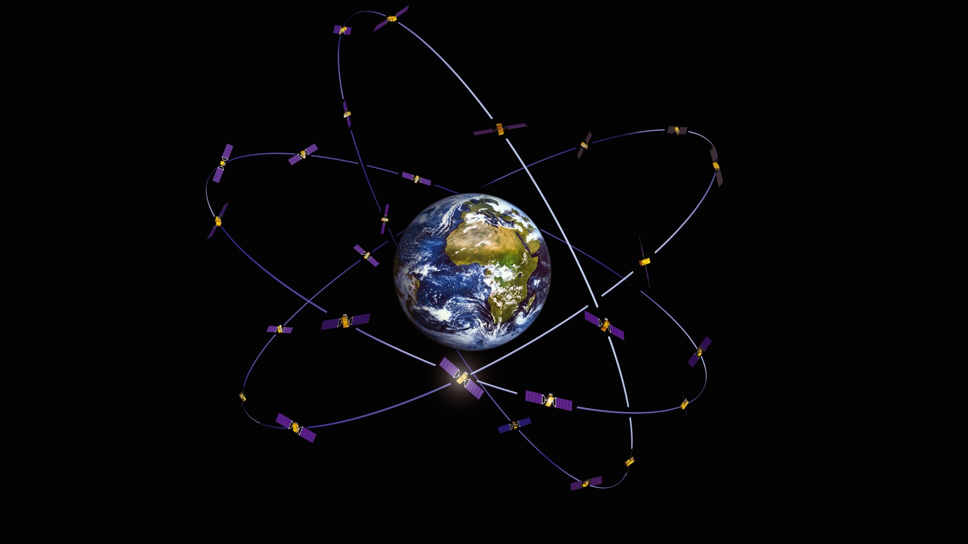 Galileo Satelliten um Erde