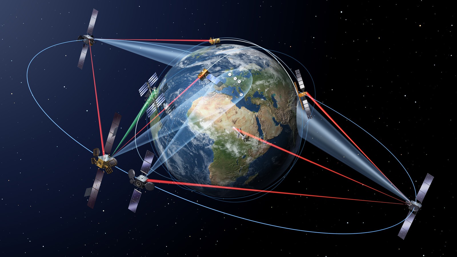 Grafik Laserkommunikation mit Satelliten