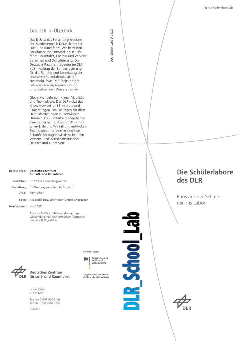 Titelbild Broschüre Die Schülerlabore des DLR