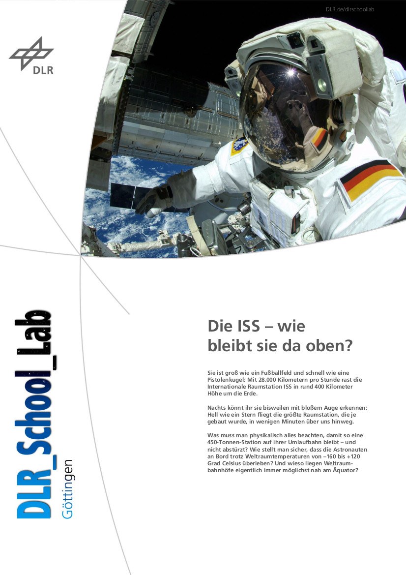 Titelbild Experiment Die ISS – wie bleibt sie da oben