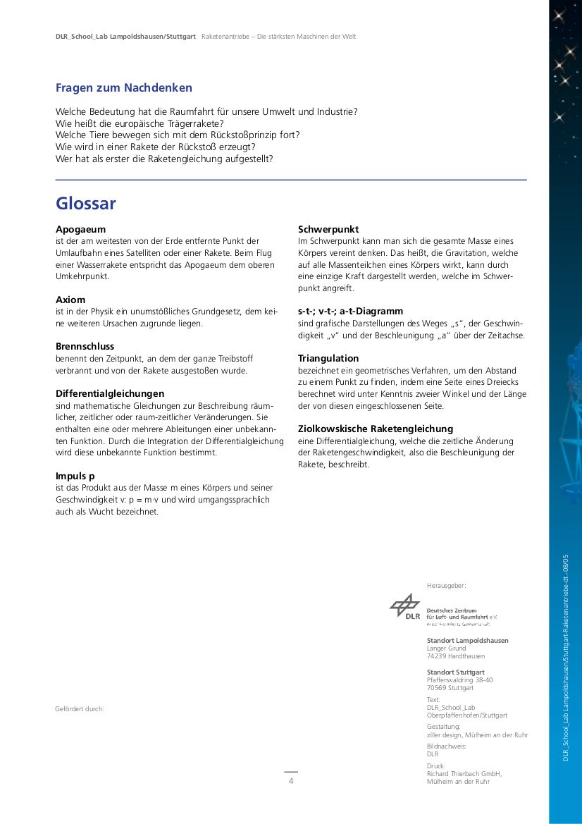 Titelbild Experiment Raketenantriebe