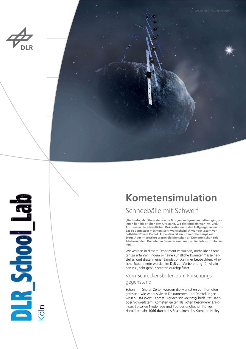 Titelbild Experimentbeschreibung Kometensimulation