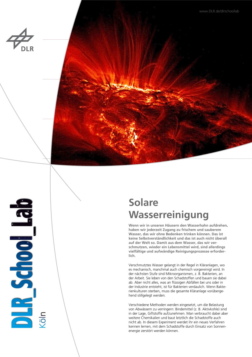 Titelbild Experimentbeschreibung Solare Wasserreinigung