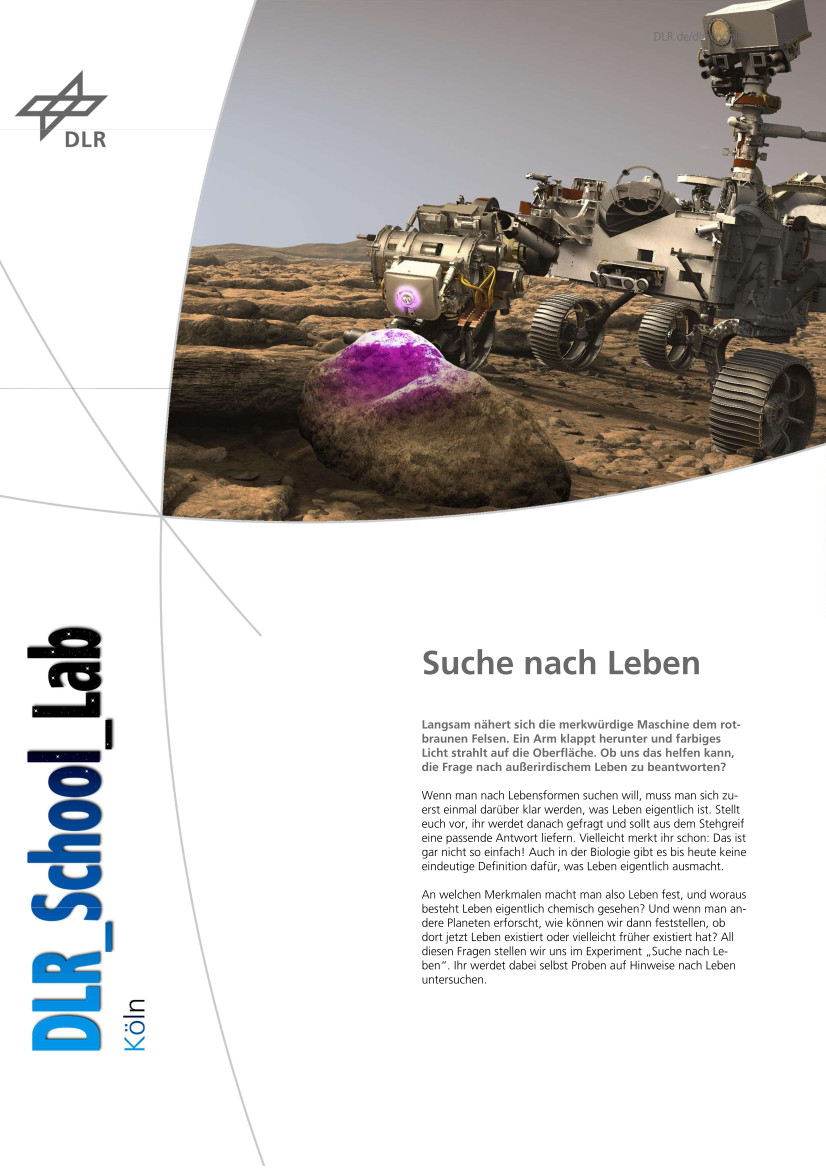 Titelbild Experimentbeschreibung Suche nach Leben