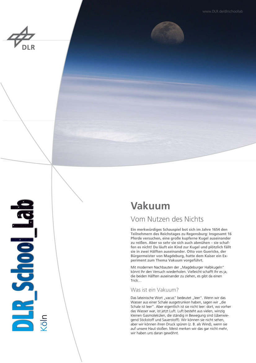 Titelbild Experimentbeschreibung Vakuum
