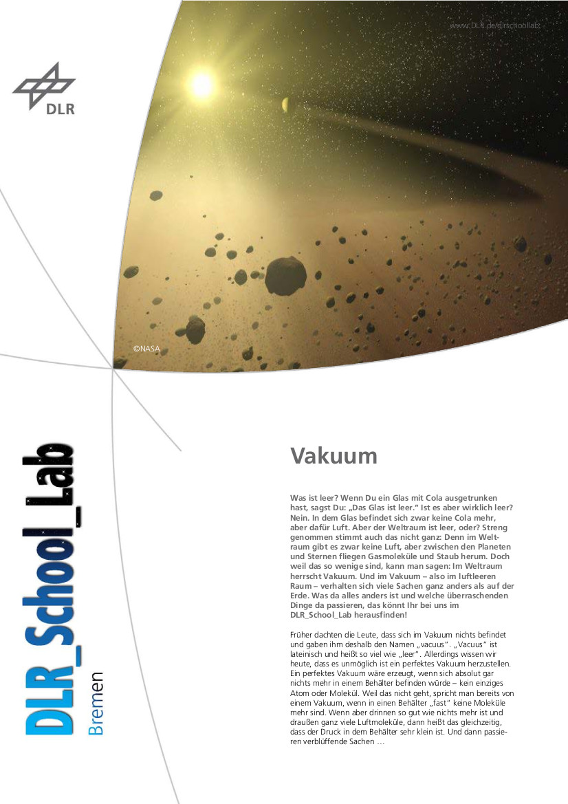 Titelbild Experimentbeschreibung Vakuum
