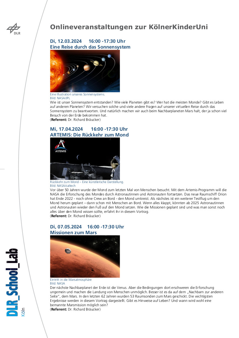 KinderUni Köln Programm 2024