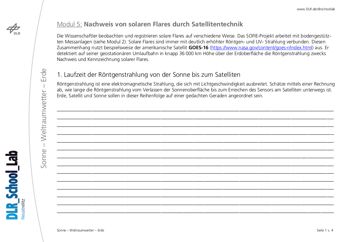 Modul 5: Nachweis von solaren Flares durch Satellitentechnik