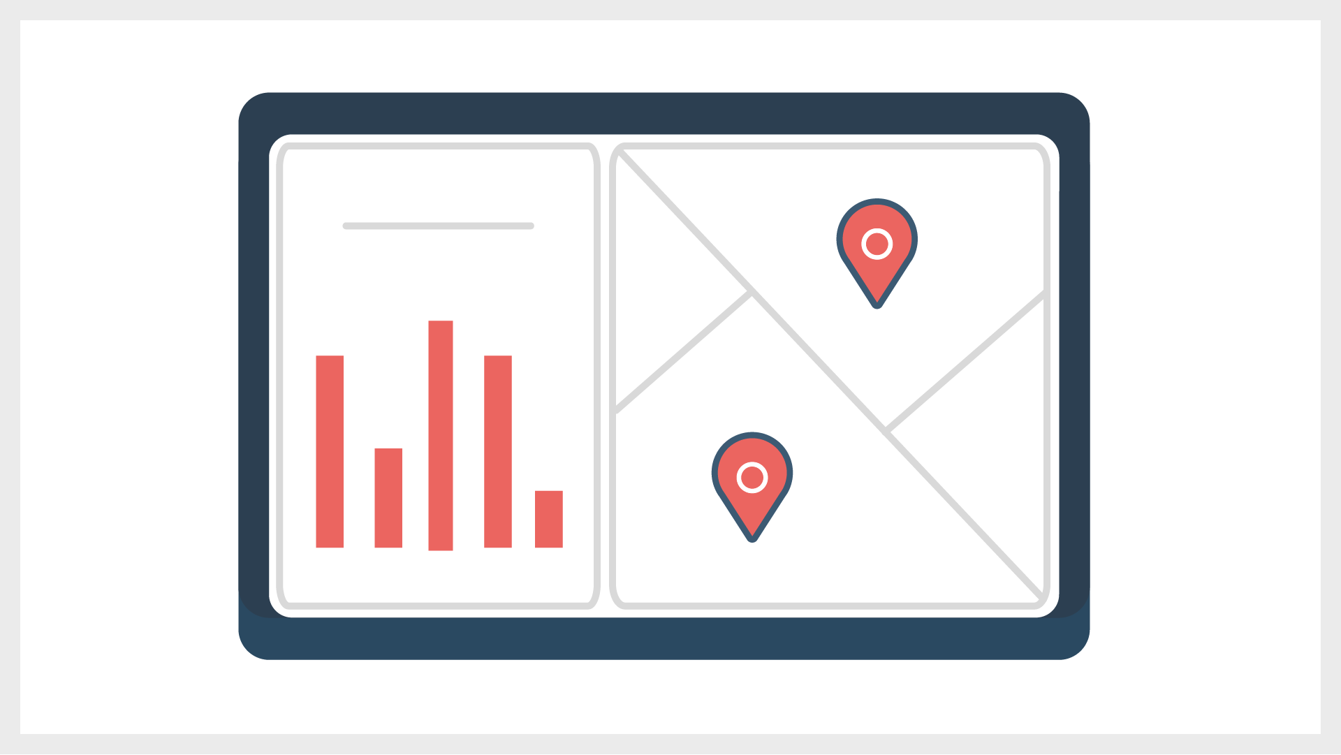 Zu sehen ist eine grafische Darstellung eines Touchtisch, auf dem die Auswertung der Mobilitätsdaten in Diagramm- und Kartendarstellung angedeutet ist.