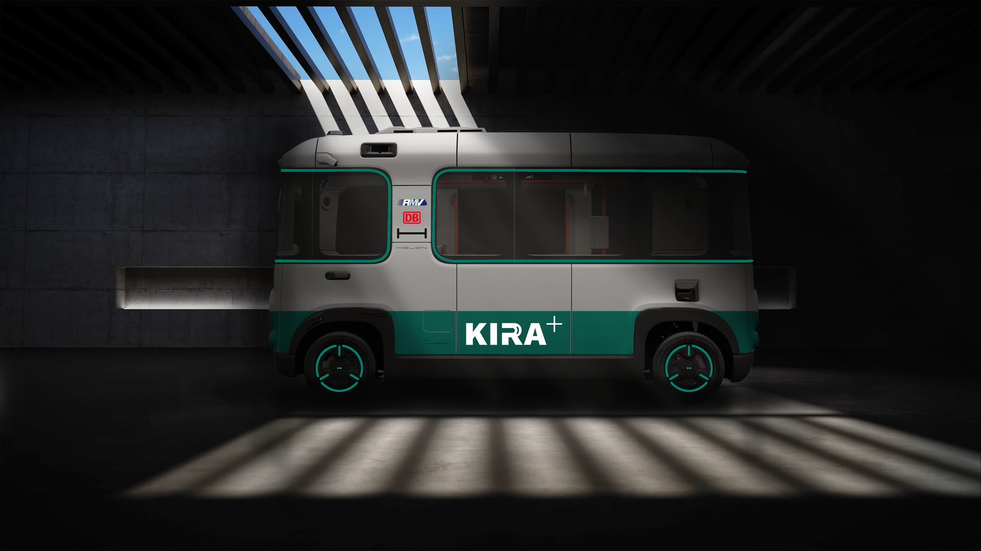 Visualisierung eines autonomes Shuttels in einem Tunnel