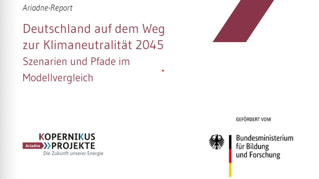 Dargestellt ist das Titelblatt zum Ariadne Szenarien-Report