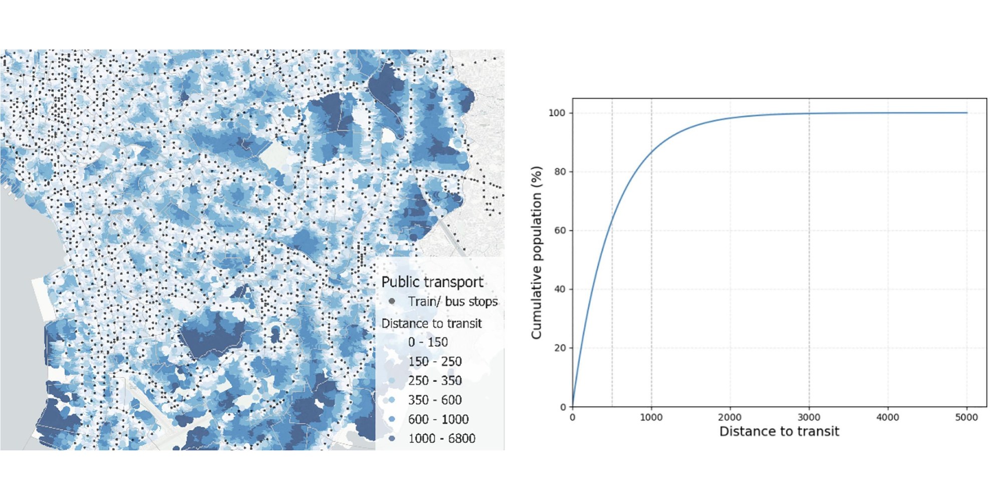 Ein Ausschnitt aus einer Karte und ein Diagramm mit einer steilen Kurver.