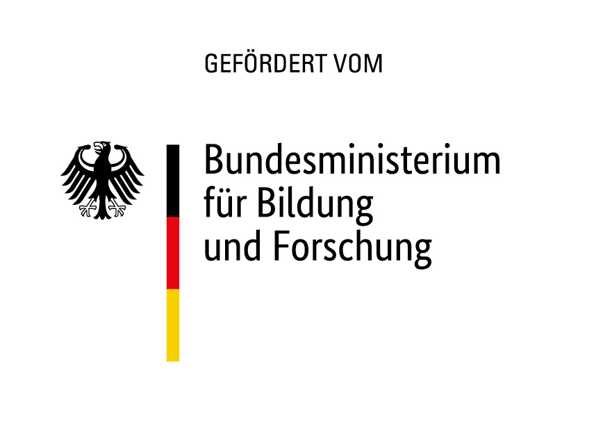 Logo des Bundesministerium für Bildung und Forschung mit Adler und einer senkrechten Linie in schwarz, rot, gold.